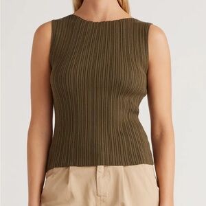 Quince Olive Ribbed Sleeveless Top
